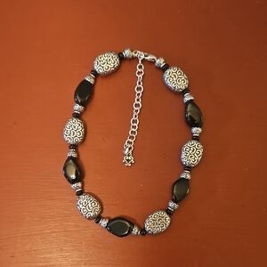 Brighton Black and Silver Necklace with Textured Beads
